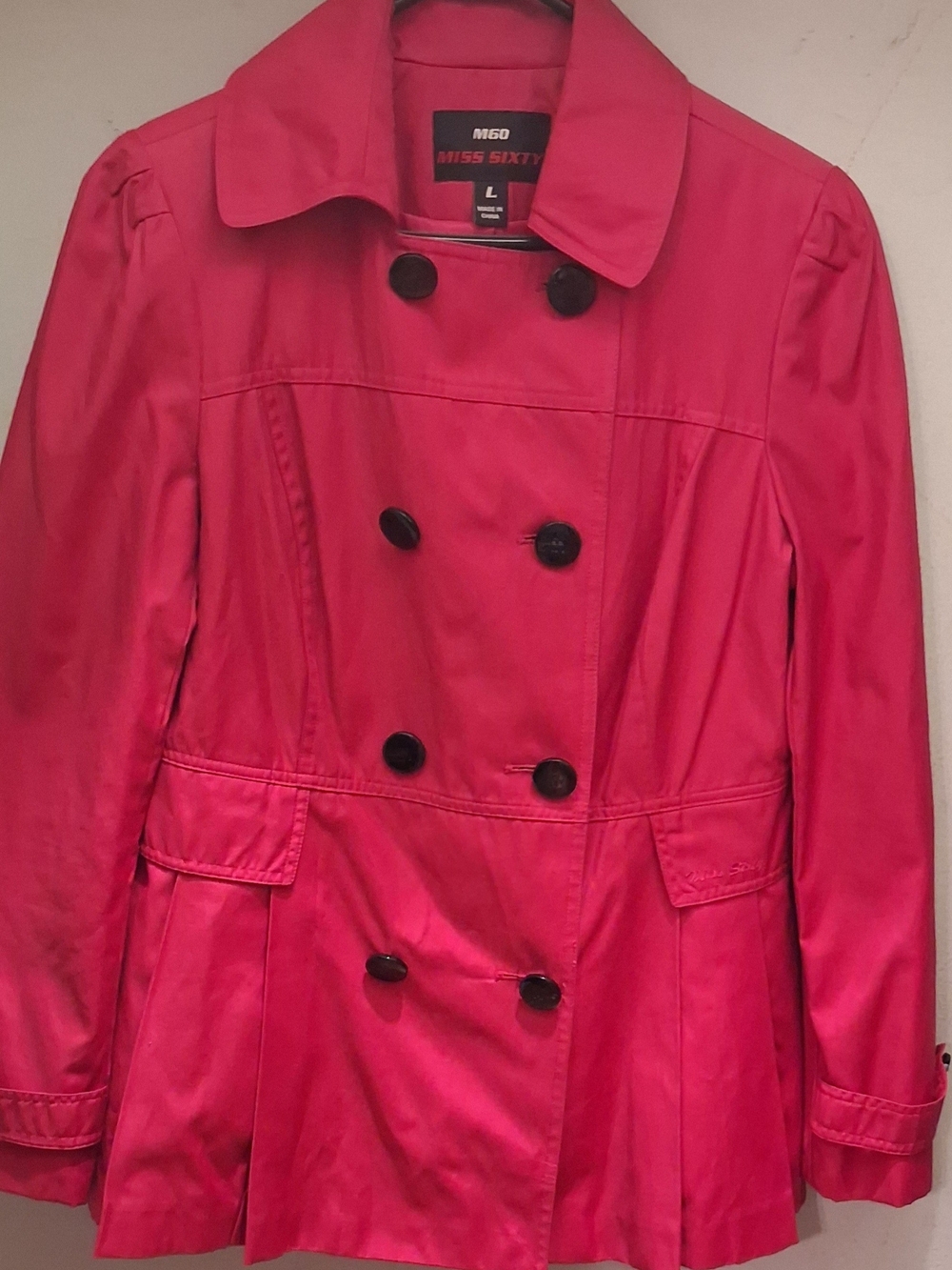 Miss Sixty Hot Pink Double-Breasted Trench Coat